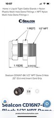 CD16N7-BK 1/2” NPT Black Nylon Standard Dome 3-hole Cable Gland, Cord Grip