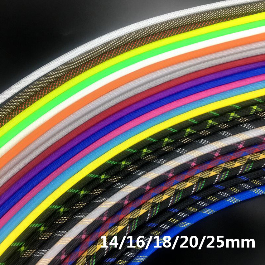 PET Nylon Braided Sleeve Tube Cable Expandable Sheath Width 14mm-25mm 23 Colors