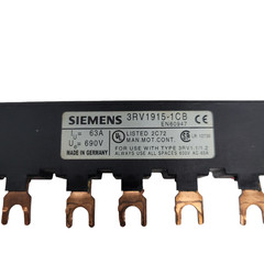 SIEMENS 3 PHASE BUSBAR 3RV1915-1CB 63A 690V FORK CONNECTIONS 45MM SPACING