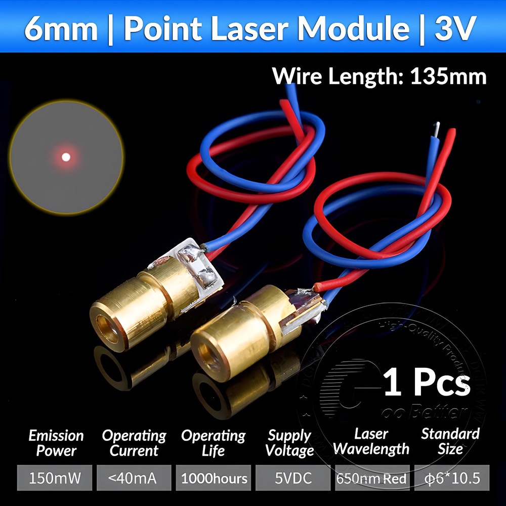 3V 5V Laser Module Red Cross hair Line Poin Dot Diode Focusable Lens 650nm 5mW