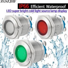 5/8 Inch 16mm Blue Waterproof LED Indicator Light Lamp 12V 24V DC AC Pilot