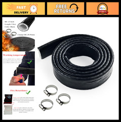 1.5″ ID Heat Shielded Fire Sleeve – Silicone Coated Fiberglass, 5FT, 3 Clamps –
