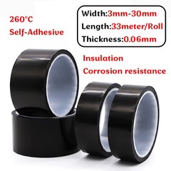 Black Kapton Polyimide Tape Heat Resistant Adhesive Insulation 3mm – 30mm Width