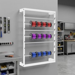 White Heavy Duty Cable Reel Holder and Dispenser With 6 Stainless Steel Rods