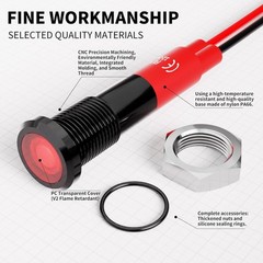 Indicator Light 10pcs 6mm 1/4 AC 12 24V Metal LED Waterproof Red Indicator Light