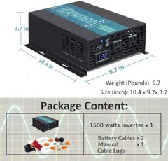 1500W 24V to 120V DC AC Power Inverter Off Grid Pure Sine Wave Inverter Solar RV