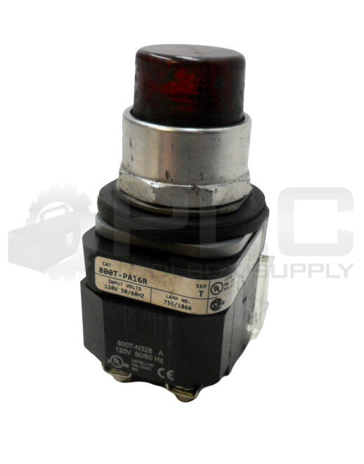 ALLEN BRADLEY 800T-PA16R /T PUSH BUTTON RED W/ 800T-N326 /A COIL W/ 800T-XA /D