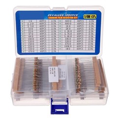 1000 Pcs 25 Values Resistor Kit 1 Ohm-1M Ohm with 5% 1/4W Carbon Film Resistors