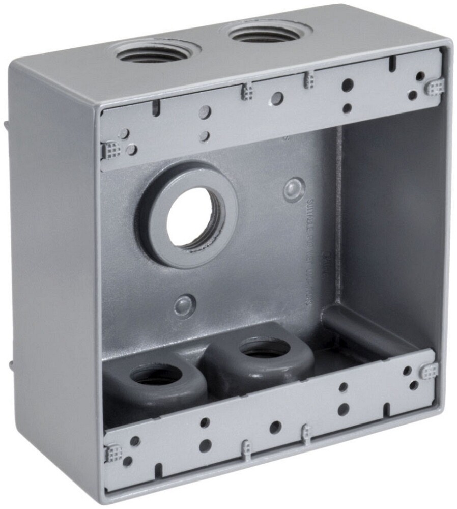 Southwire WB2575, 3/4″ Hub, 2-Gang, Gray, Aluminum, Weatherproof Box, 1 pc