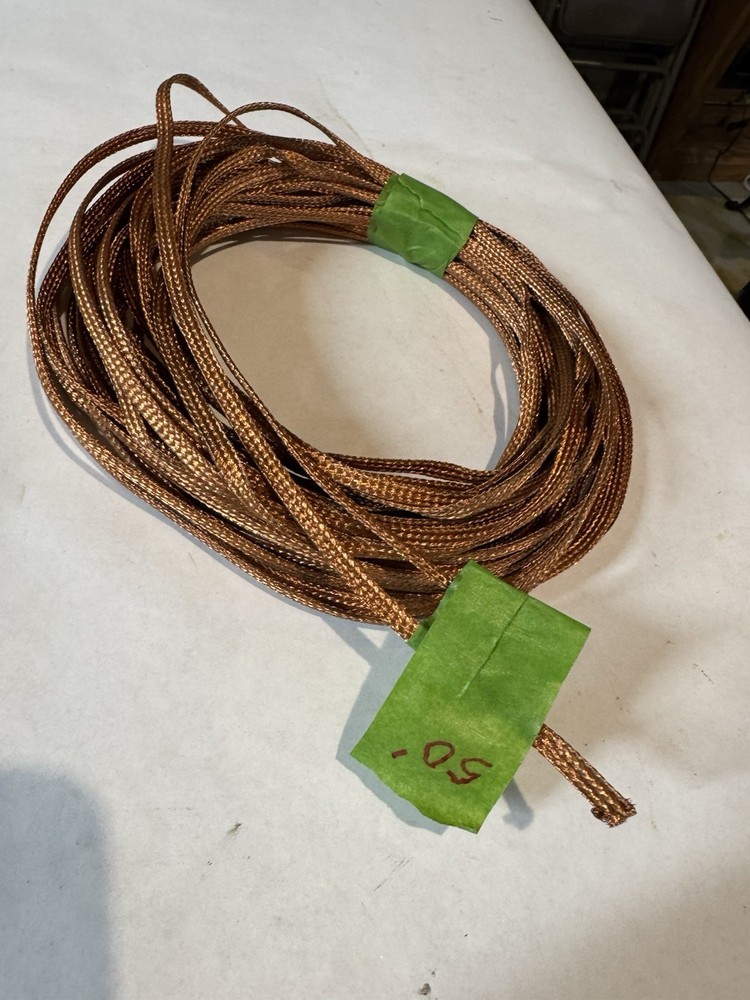 50 Ft’ Flat Braided BARE PURE Copper Wire 1/4″ Wide Ground Strap USA