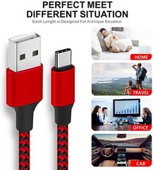 Braided USB C Type-C Fast Charging Data SYNC Charger Cable Cord 6 Ft. Long.
