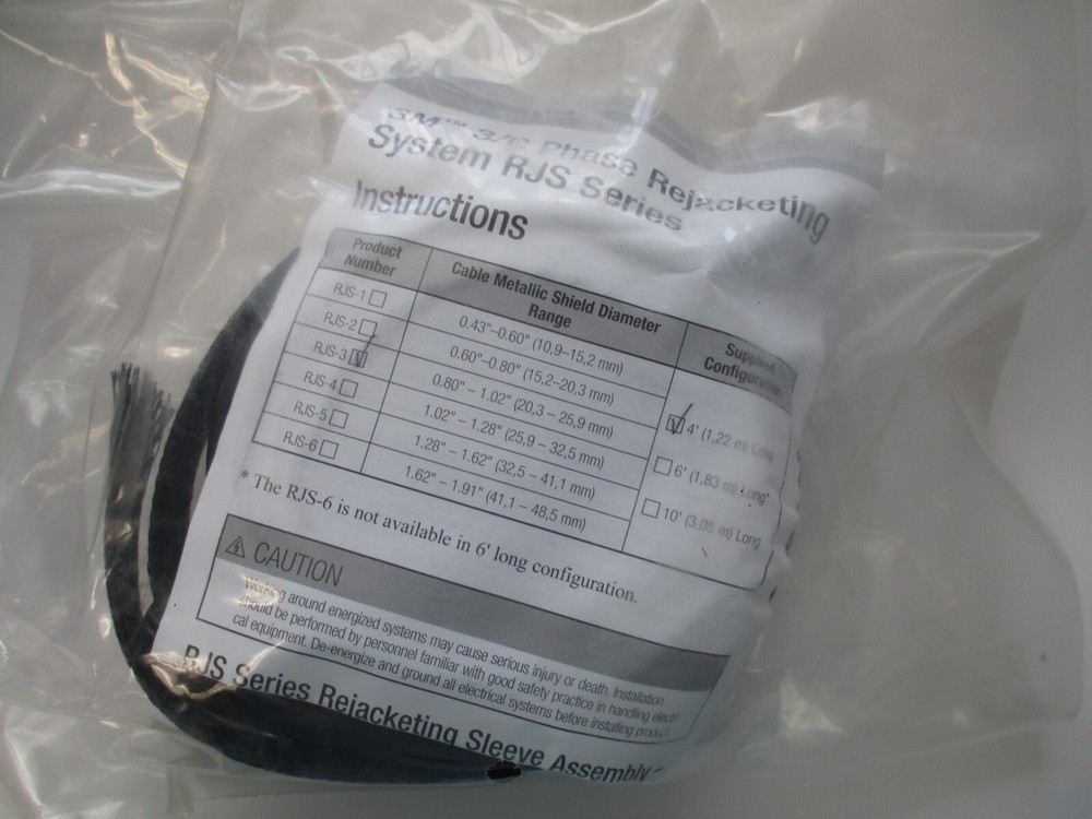 3M RJS-3-4FT REJACKETING SLEEVE ‘ COIL, MATALLIC SHIELD DIAM RANG 0.80-1.02″
