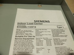 NEW Siemens E0408ML1125S 125 Amp Load Center Panelboard Main Breaker 8 Space