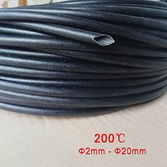 Silicon Fiber Glass Insulated Tube Braided High Temperature Sleeving 200℃ Black