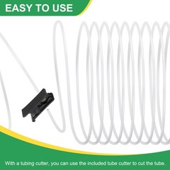 9.8 Ft PTFE Pipe, 0.8mm ID x 1.6mm OD PTFE Pipe With Pipe Cutter (White)