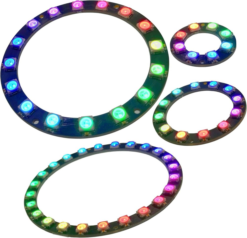 RGB 8 12 16 24 LED Ring Set, WS2812 WS2812B Individual Addressable Control