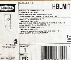 Hubbell HBLMITL 30A 600V AC Single Conductor Mechanical Interlock