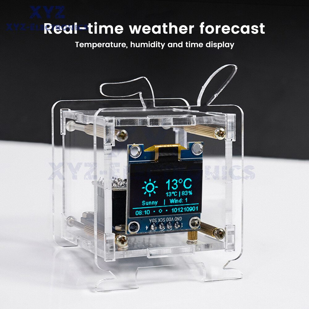 DIY ESP8266 Mini Weather Forecast Electronic Clock Kit 0.96″ OLED Display+Shell