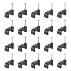 100Pcs Cable Clips with Steel Nail 10mm/0.39″ Plastic Cable Wire Clips Black