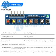 8 Independent Key Button Module With LED Indicator Keyboard Module For Arduino