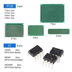 Electronic Component Kit Assortment Capacitors LEDs Transistors Resistors DC PCB