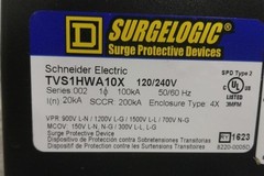 Square D TVS1HWA10X 120/240VAC Single Phase Surge Protection Device
