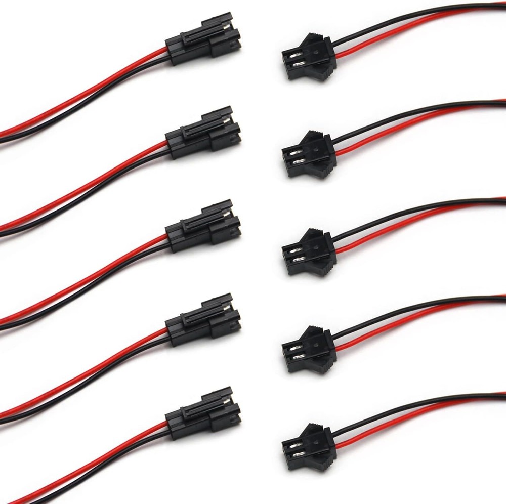 JST SM 2 Pin 2Pack Plug Male Female 20cm EL Wire Cable Cord Connector 2.54mm