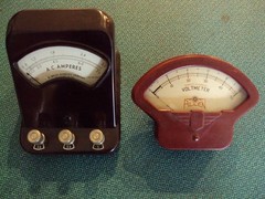 Electrical Voltage Gauge 2 Pcs. Allen Voltmeter, WM Welch Scientific A.C. Ampere