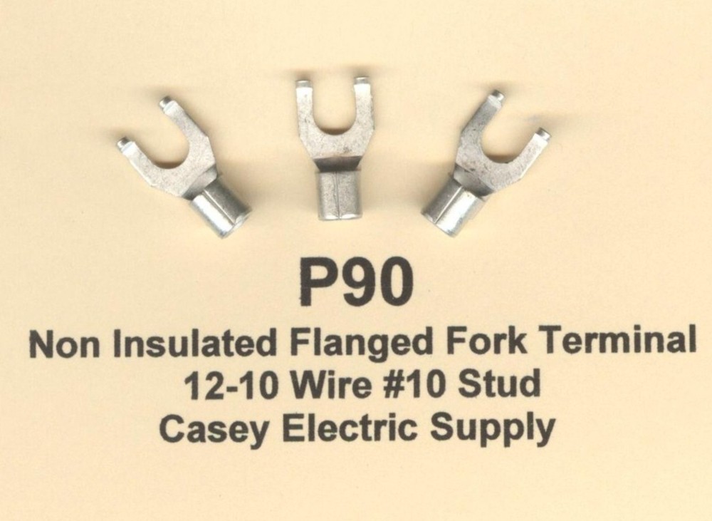 50 Non-Insulated FLANGED Fork Spade Terminal Connector #12-10 Wire Gauge 10 Stud