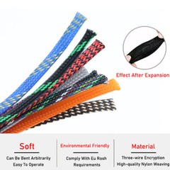 PET Nylon Braided Tube 3mm Bis 50mm Width Car Audio Cable Wire Sleeving Sheath