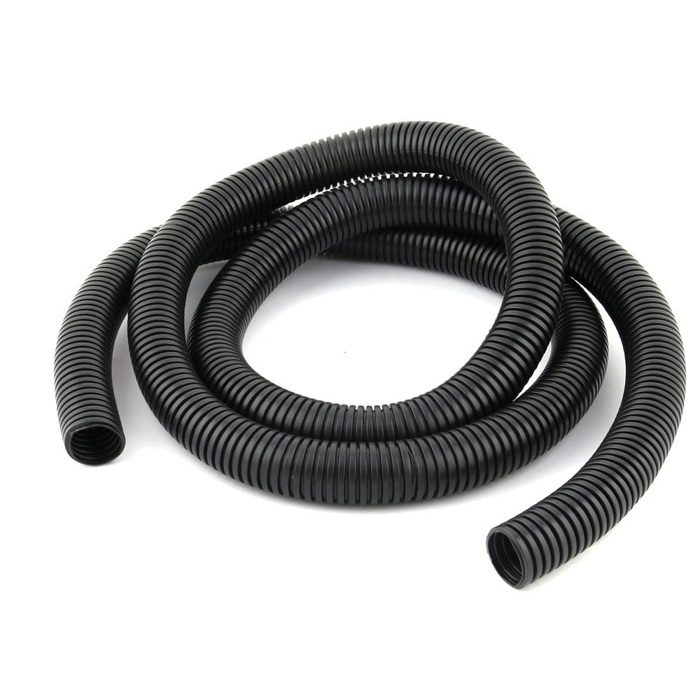 2 M 24×28 mm PVC Flexible Corrugated Conduit Tube for Garden,Office Black