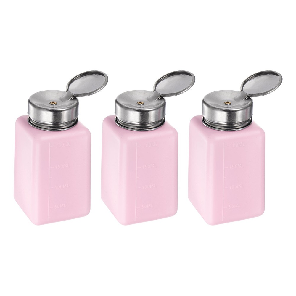 3pcs Solvent Alcohol Dispensers 200ml Push Down Liquid Dispenser Pump, Pink
