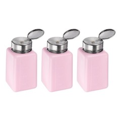 3pcs Solvent Alcohol Dispensers 200ml Push Down Liquid Dispenser Pump, Pink