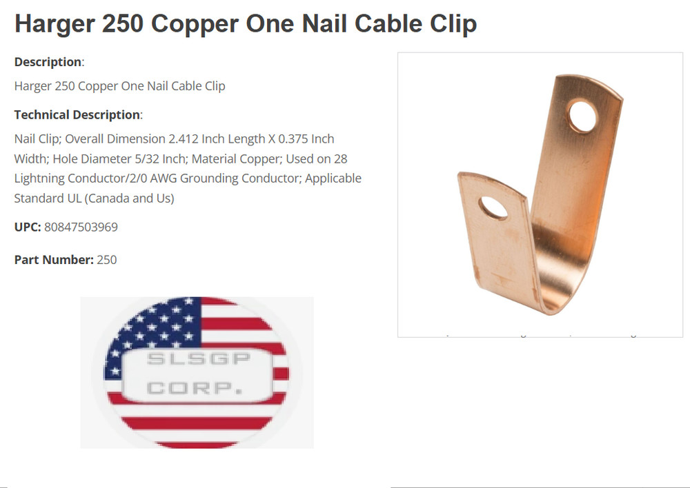HARGER 250 Copper One Nail Cable Clip (100 pack)