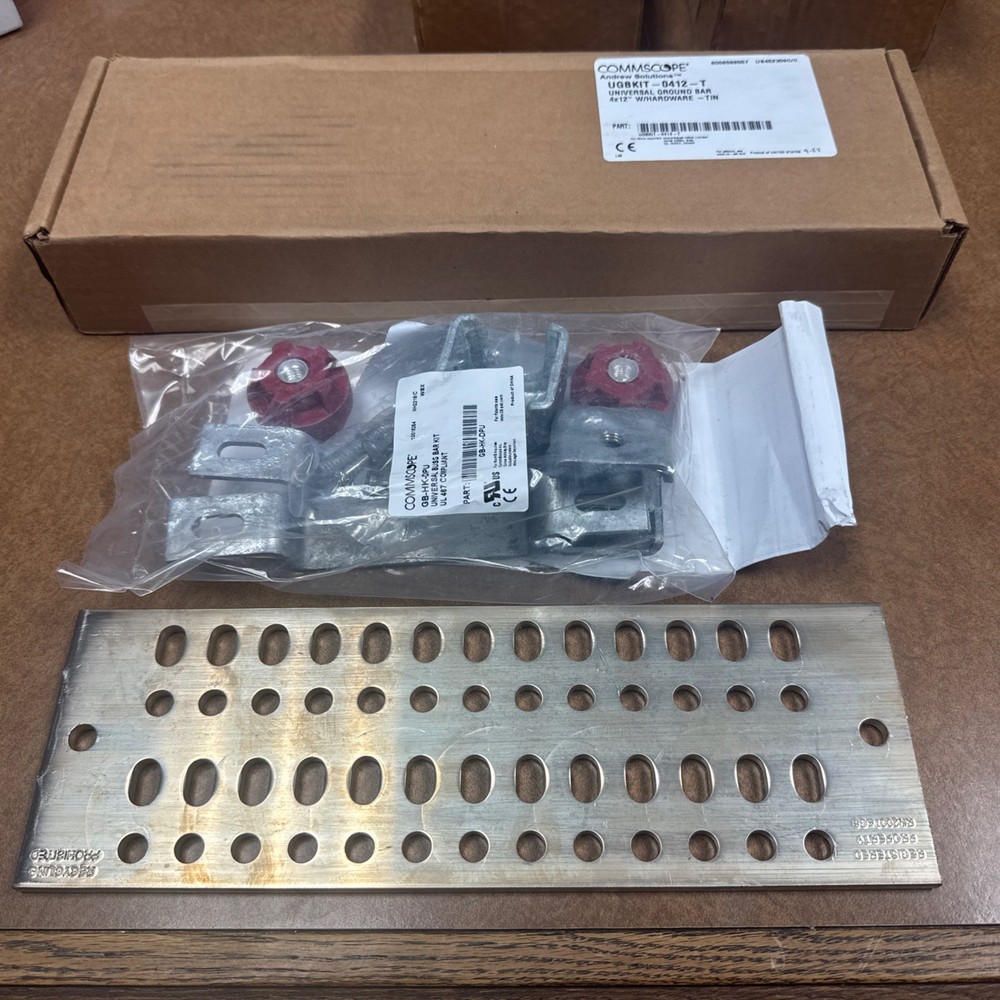 COMMSCOPE UGBKIT-0412-T Universal Tinned Copper Ground Bar Lug w/ Hardware 4×12″