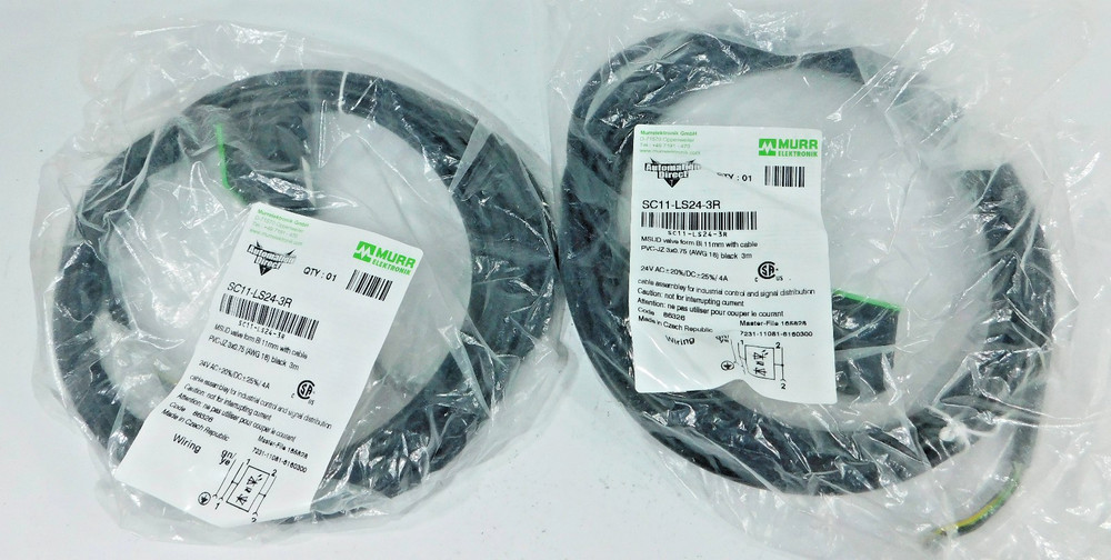 Lot of 2 each MURR SC11-LS24-3R MSUD Valve form BI 11mm with 3m Cable