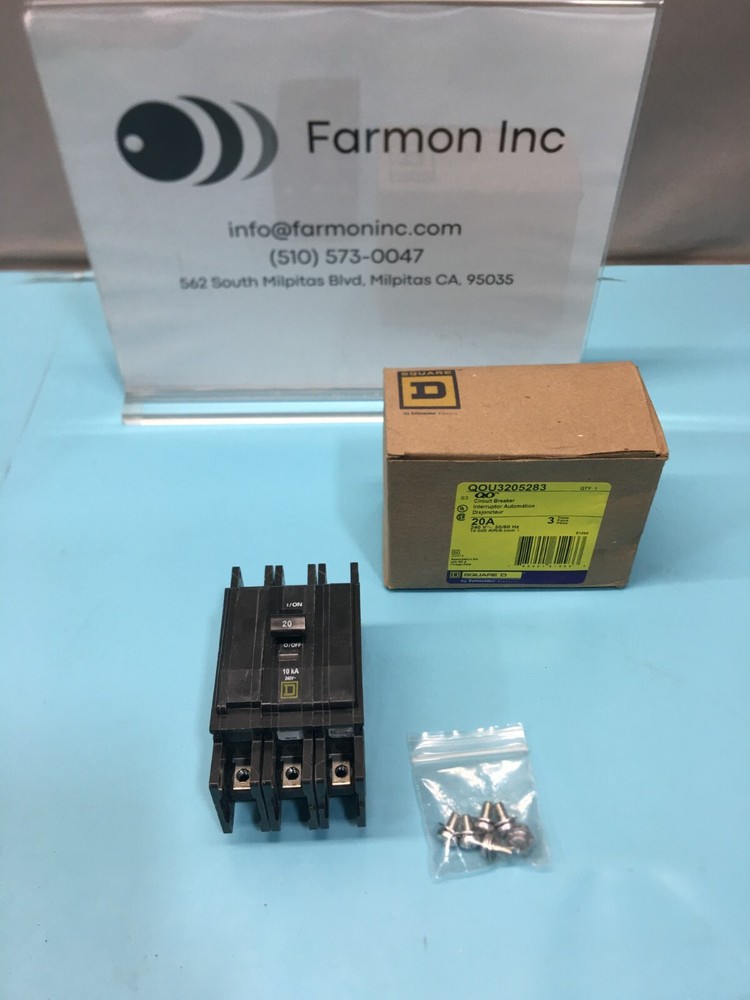 Square D QOU3205283 Circuit Breaker, 20A, 3 Pole, 240V, 50/60Hz, 166603