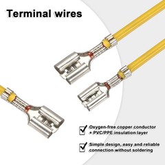 20Pcs Female Spade Crimp Terminal 4.8mm & 6.30mm 20cm Wires, Yellow