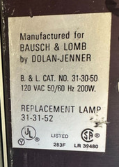Bausch & Lomb Fiber-Lite 31-30-50 120 VAC 200 W