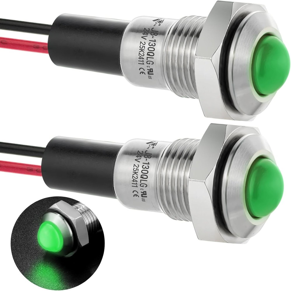 UL Listed Mini Indicator Light 8mm 0.31 Waterproof Domed Metal Stainless Steel
