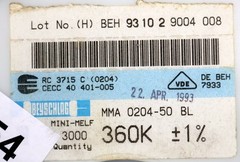 BEYSCHLAG 1000x SMD Resistor 360kΩ MINI-MELF 360000 Ohm Model MMA 0204-50