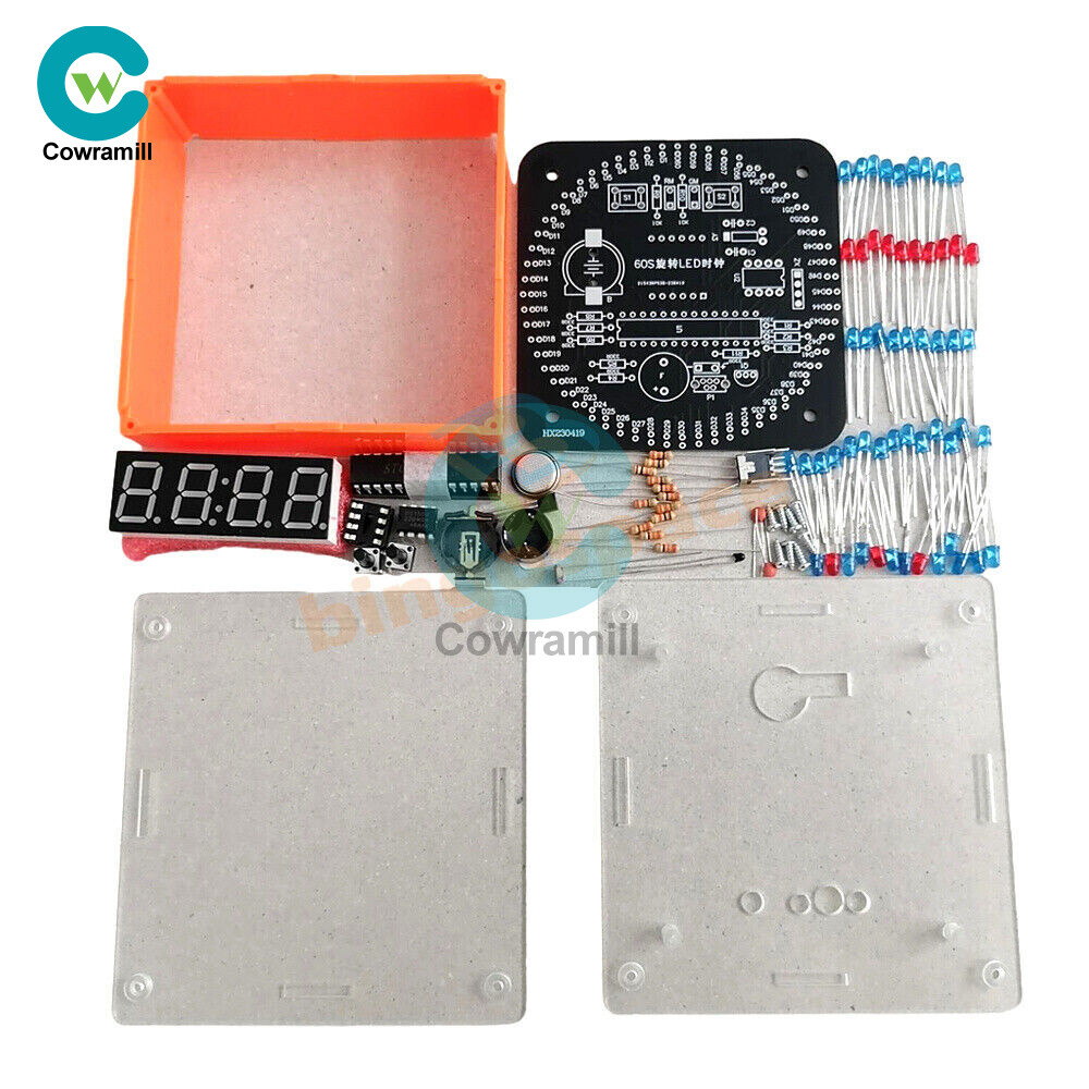 DIY DS1302 DC5V Rotating LED Electronic Digital Clock Learning Board With Shell