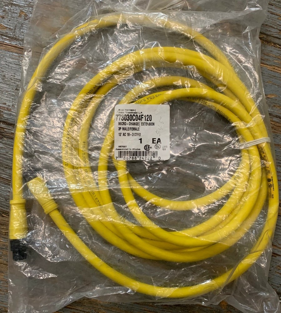 BRAD HARRISON WOODHEAD 773030C04F120 MICRO-CHANGE 3P MALE/FEMALE 12′ CABLE NEW
