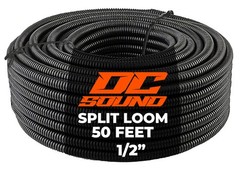 DC Sound 4-Pack 1/4″, 3/8″, 1/2″, 3/4″ x 50 Feet Each Split Wire Loom Convoluted