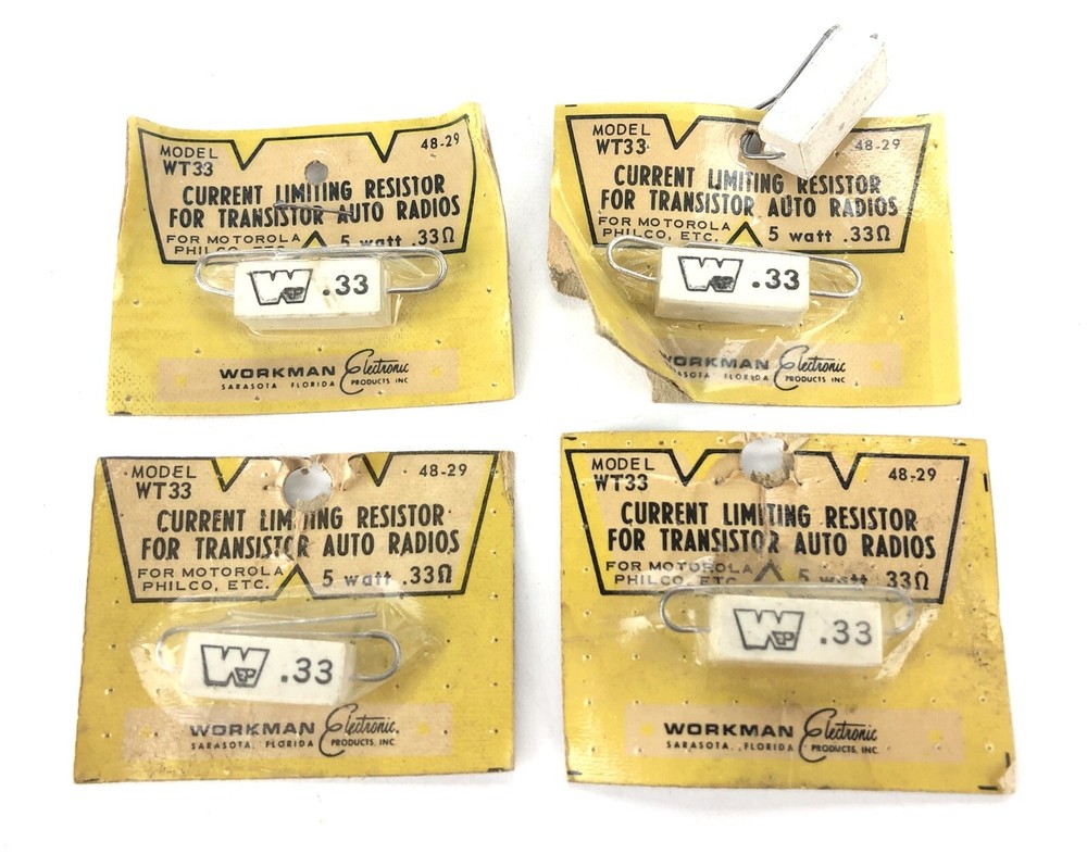 Lot Of 4 New WORKMAN WT33 CURRENT LIMITING RESISTORS – Transistor Auto Radios