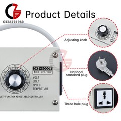 110V 4000W Adjustable Voltage Regulator Dimming SCR Temperature Speed Controller