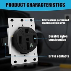 Outlet 50 Amp EV Charging with Stainless Steel Wall Plate Receptacle 125/250V 3-