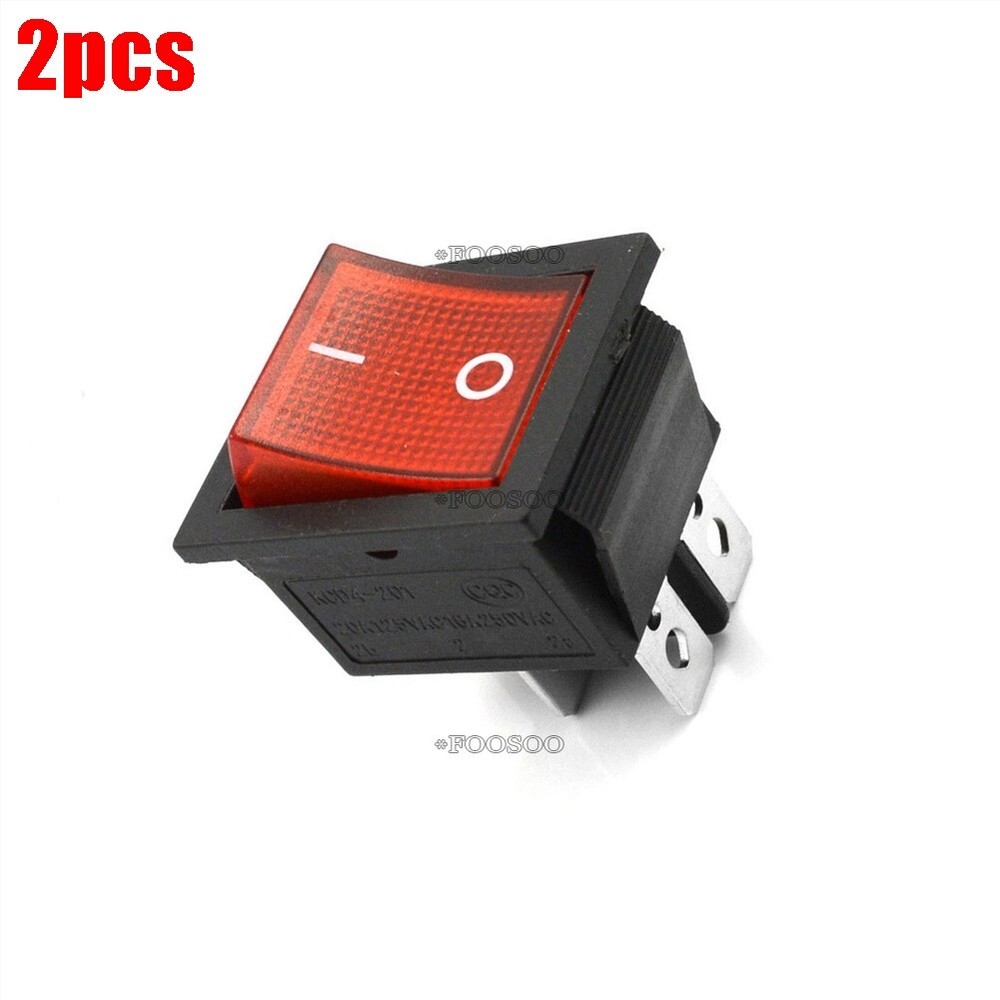 2Pcs Red Lamp 4 Pin On/Off 2 Position Dpst Rocker Switch 16A/250V KCD4-201 cz