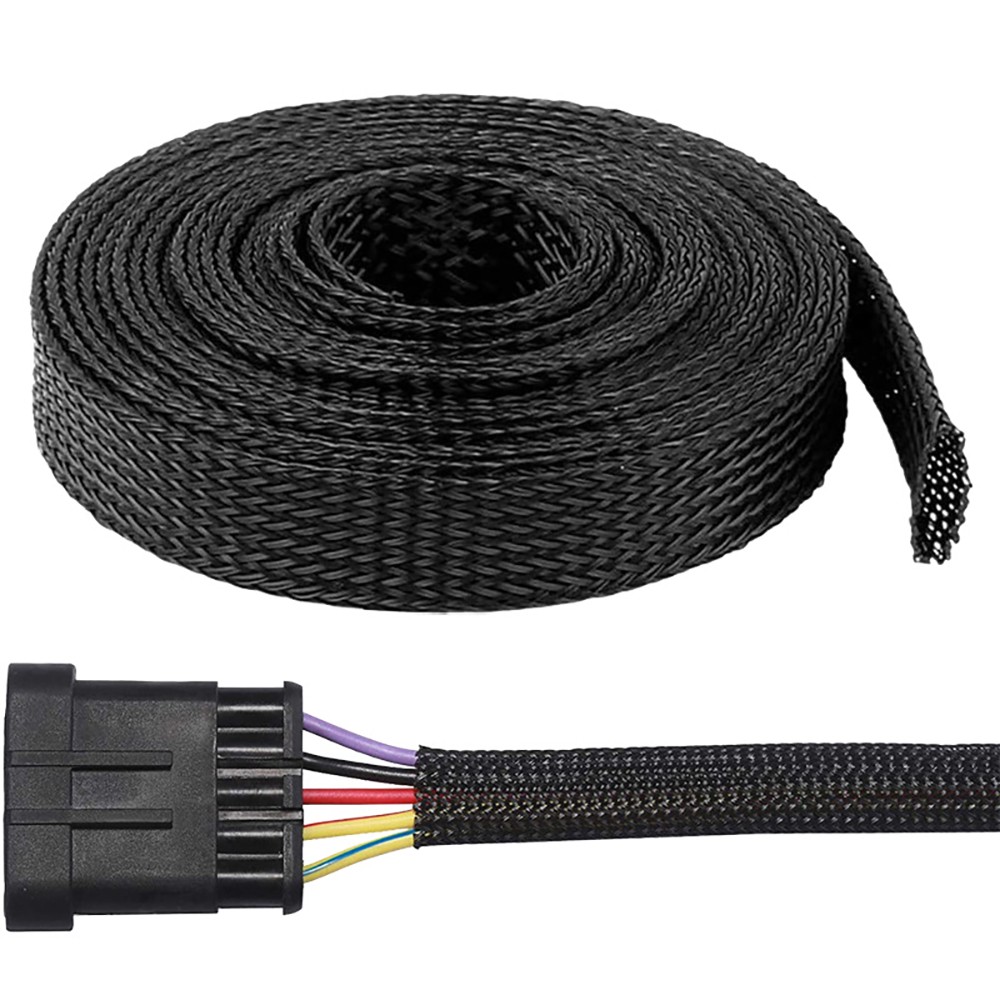 Expandable Braided Cable Tidy Sleeving Wire Harness Flexible Black Polyester PET