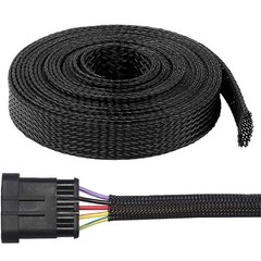 Expandable Braided Cable Tidy Sleeving Wire Harness Flexible Black Polyester PET